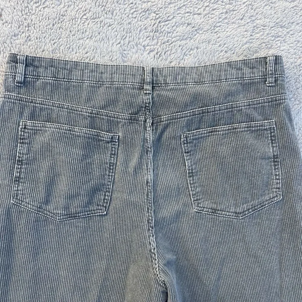 ZARA Men’s Relaxed Baggy Straight Fit Corduroy Pants Gray 36X30 100% Cotton